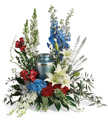 Reflections Of Honor Patriotic Cremation Urn Flowers