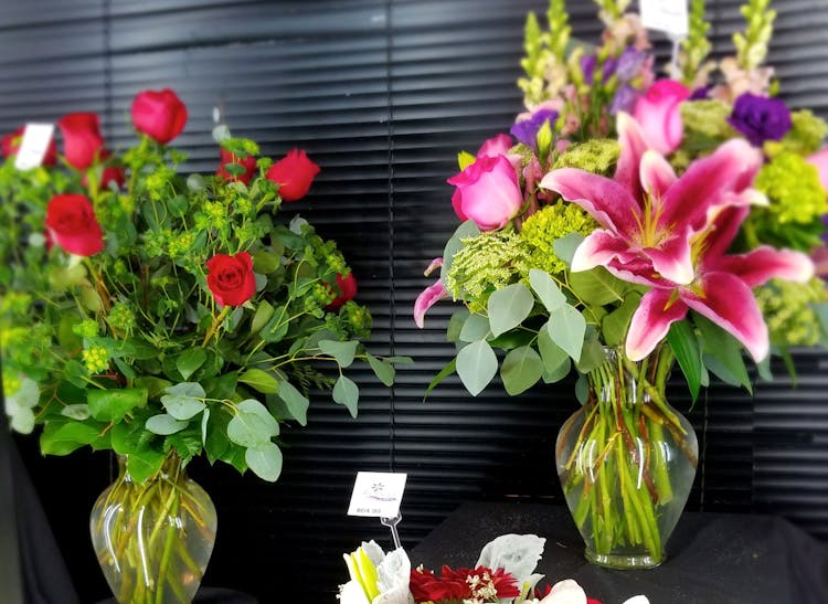 A close look at the lovely bouquets, chilling in our walk-up cooler